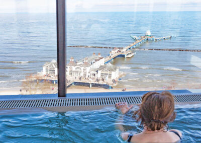 Blick vom Pool auf der Ostsee der Ferienwohnung Baltic Sea in Sellin auf Rügen